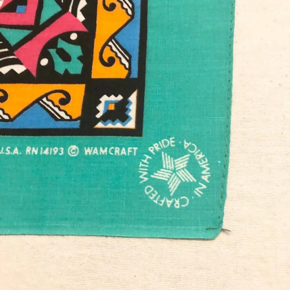 Vtg Wamcraft Bandana Scarf Handkerchief USA Cotton  Poly RN14193 - Picture 6 of 16